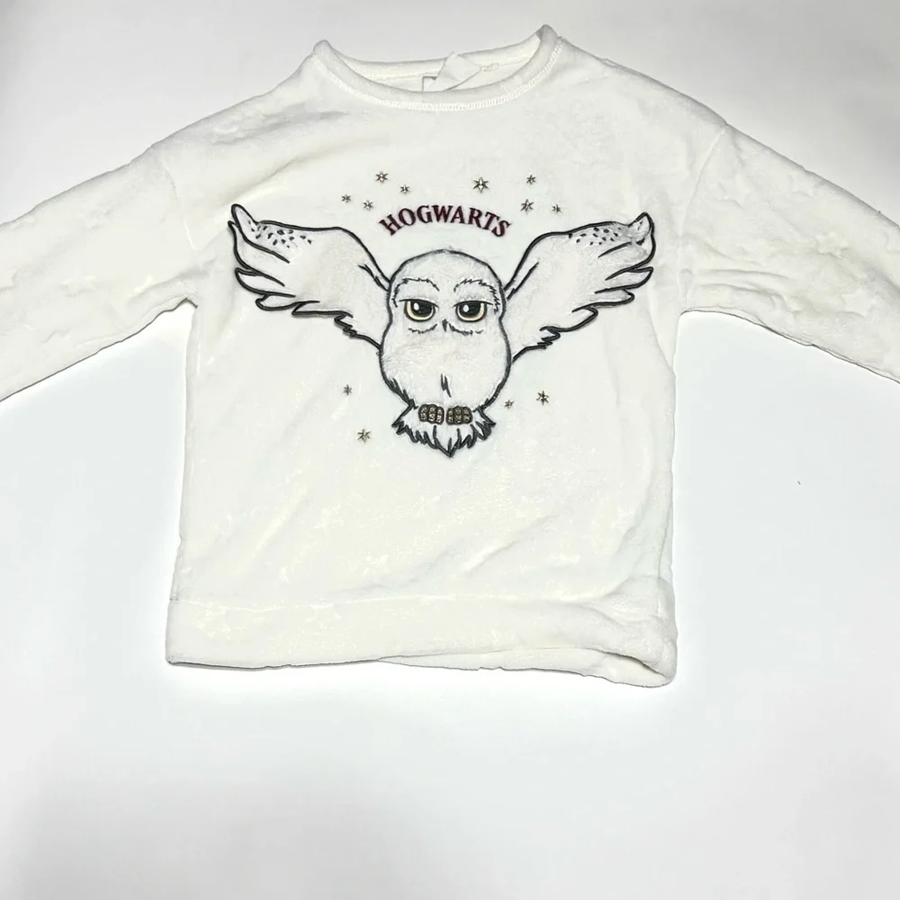 Harry Potter Hogwarts Owl Sweatshirt Kids White Long Sleeve sweater